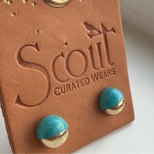 Scout Turquoise and Gold Half-Moon Dome Stud Earrings